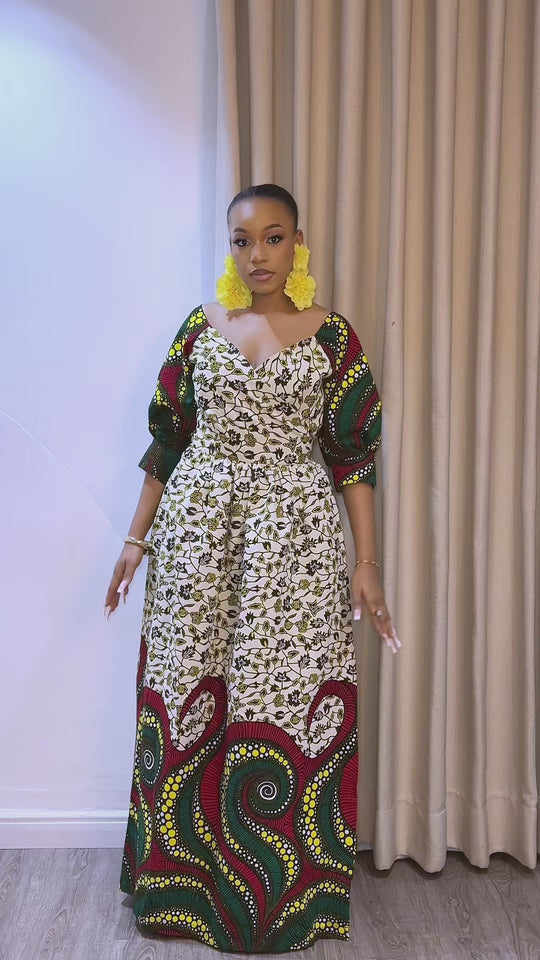 OGE AFRICAN PRINT WRAP MAXI DRESS