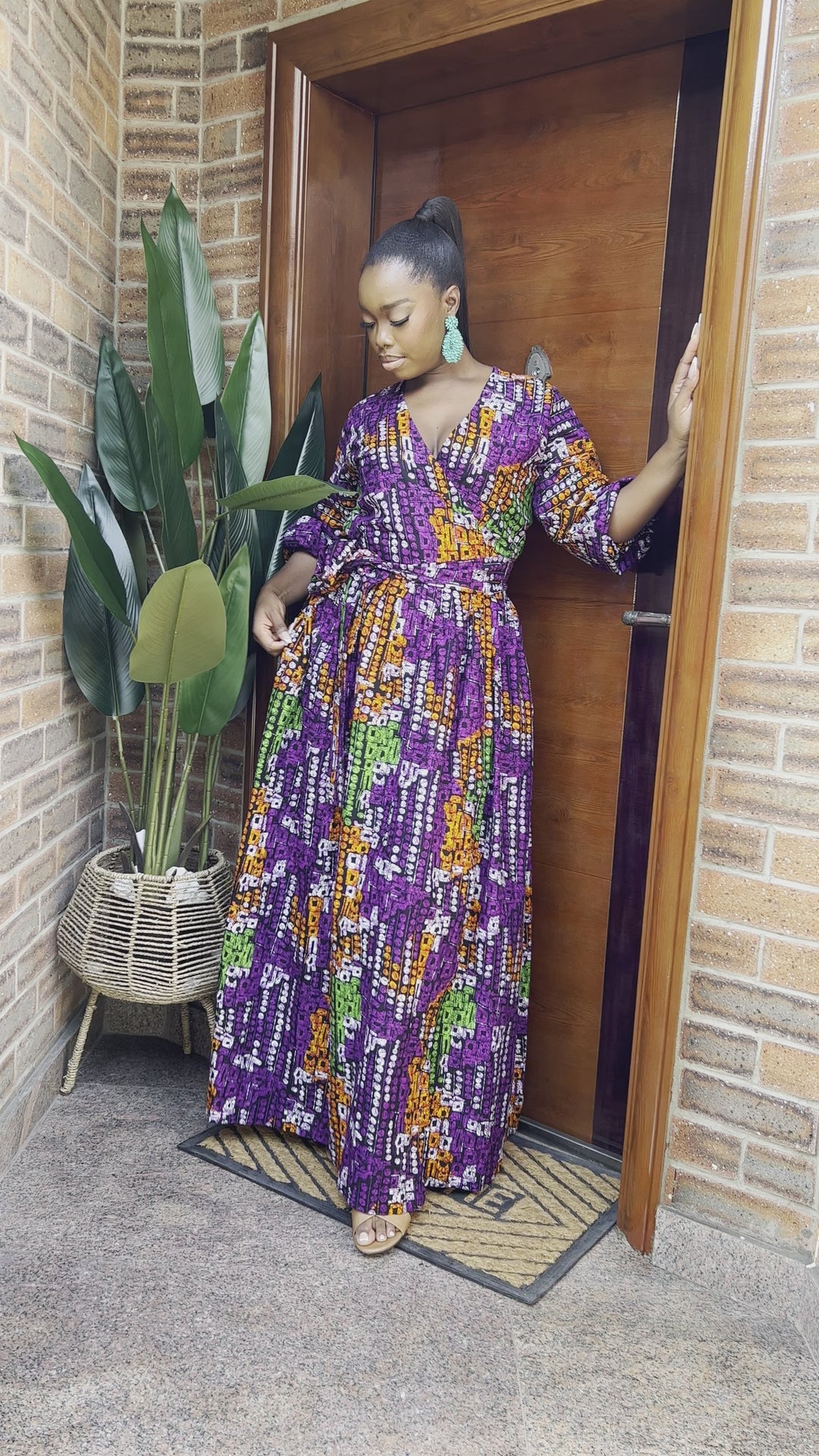 VESTIDO MAXI ABEBE ESTAMPADO AFRICANO