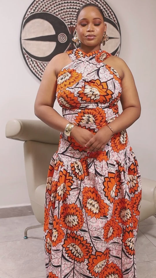 VESTIDO MAXI ESTAMPADO AFRICANO RUFARO