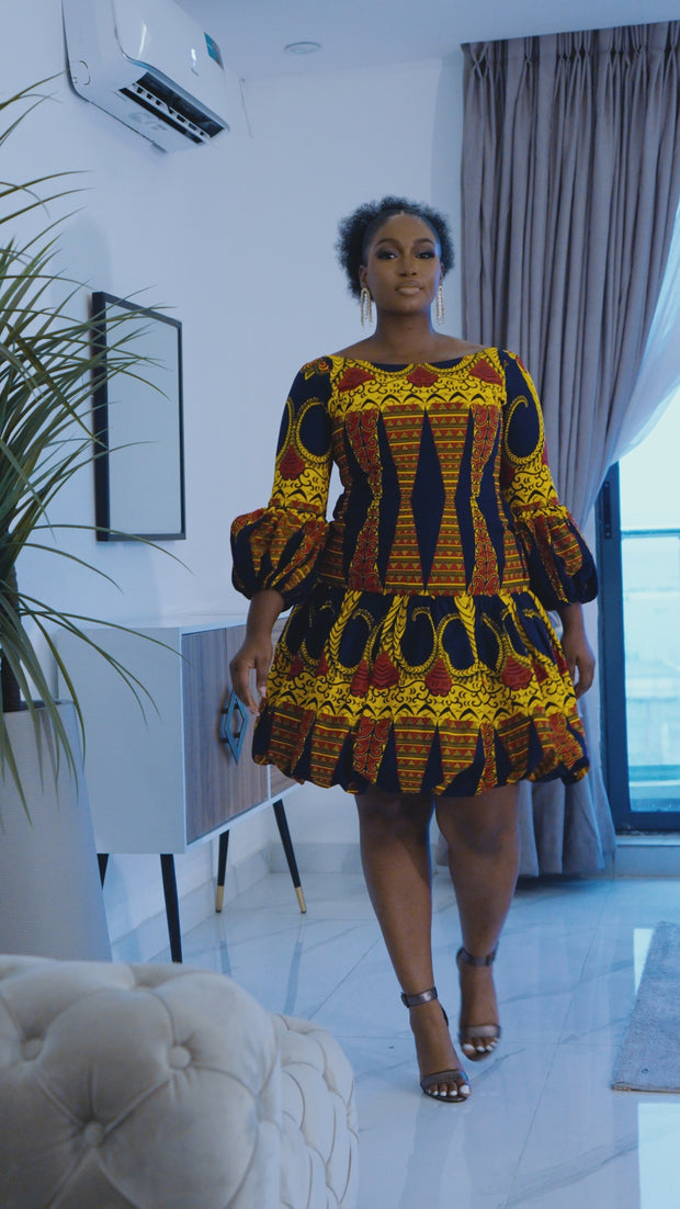 Ife African Print Mini Dress - African Clothing in USA | MYTRIBENG CUSTOM SIZE / REGULAR - 43" (HEIGHT 5'5"-5'7")