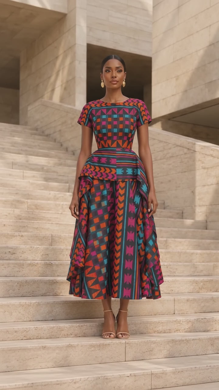 TEJIRI AFRICAN PRINT MIDI DRESS