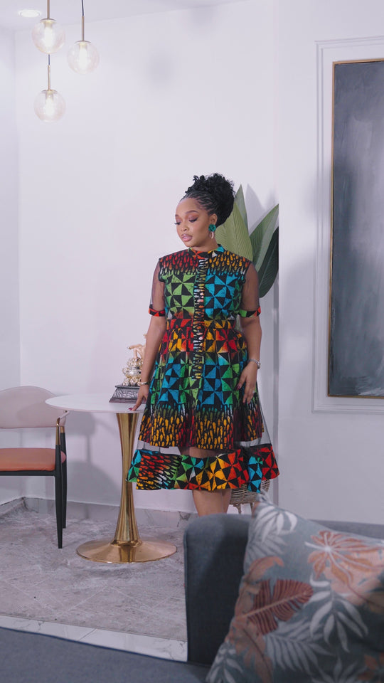 ROBE MIDI SHANI IMPRIMÉ AFRICAIN