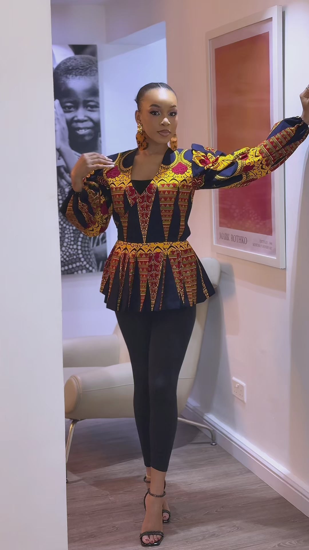 YINKA AFRICAN PRINT PEPLUM WRAP TOP