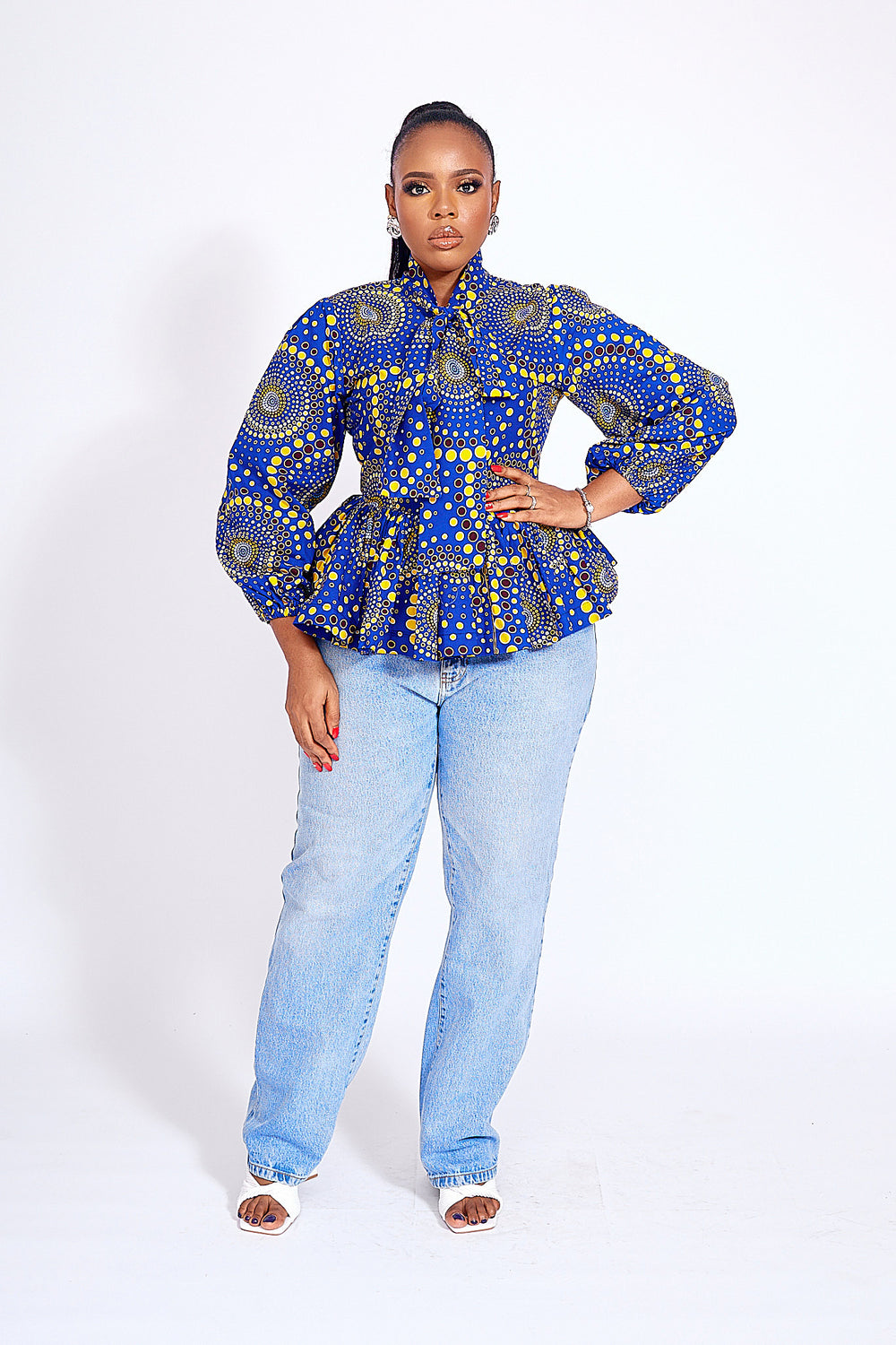 African print peplum Blouse