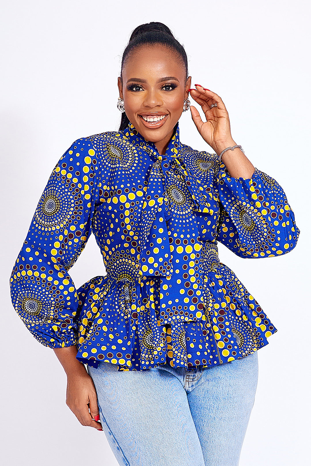 African print peplum Blouse