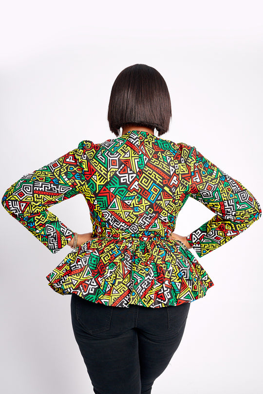 African Print peplum Blouse