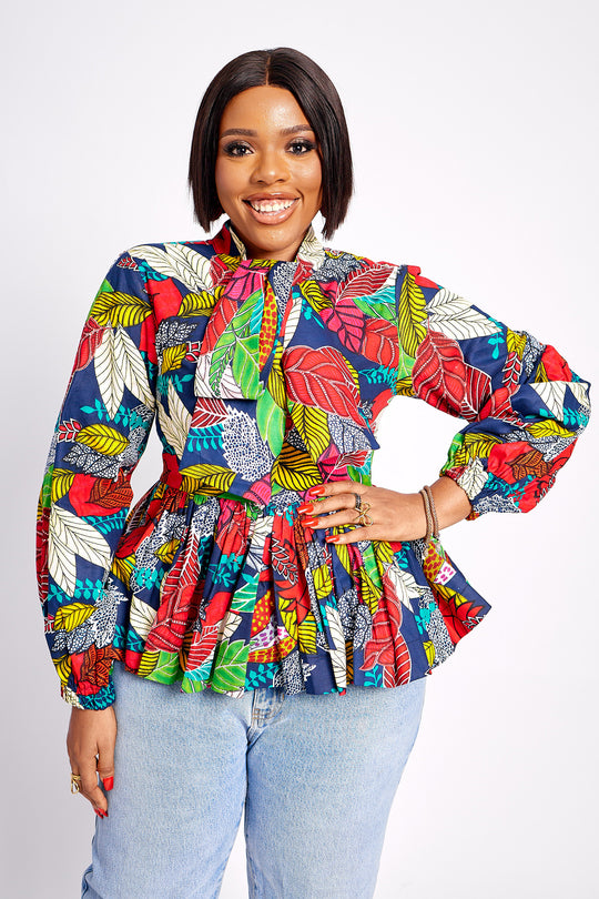 African Print Ime Blouse (Multicolor)