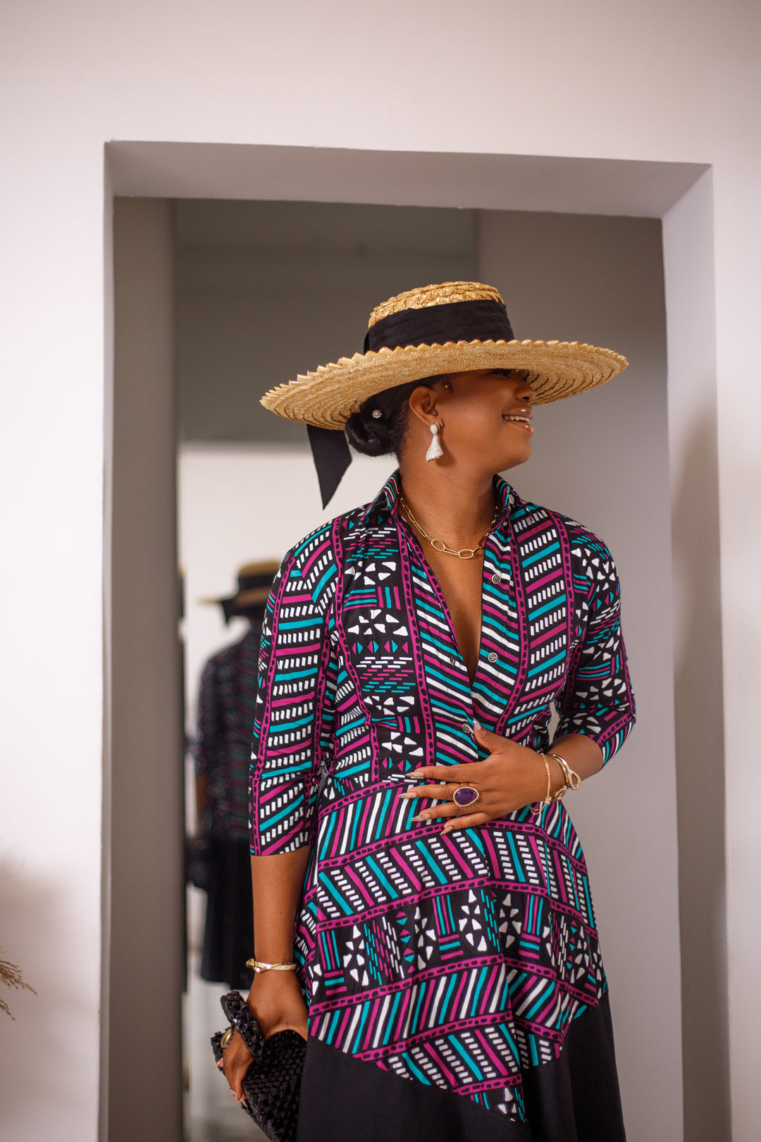 African Print Hadiza Midi Dress